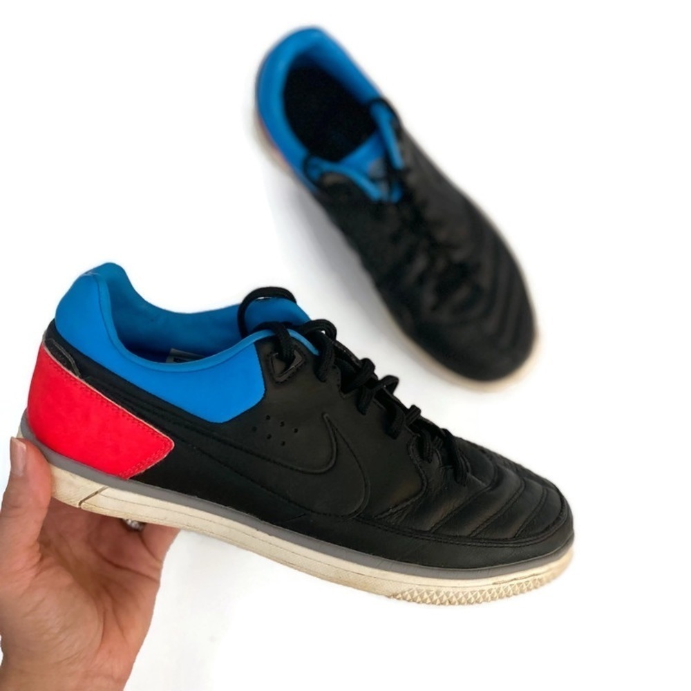 Nike Gato Street Sneakers Leather Size 8 Black Blue Red Nike5 Soccer